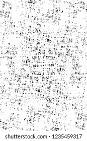 Grunge overlay layer. Abstract black and white vector background. Monochrome vintage surface with dirty pattern in cracks, spots, dots. Old wall in dark horror style design
