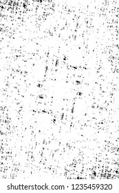 Grunge overlay layer. Abstract black and white vector background. Monochrome vintage surface with dirty pattern in cracks, spots, dots. Old wall in dark horror style design