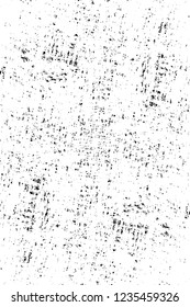 Grunge overlay layer. Abstract black and white vector background. Monochrome vintage surface with dirty pattern in cracks, spots, dots. Old wall in dark horror style design