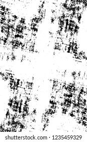 Grunge overlay layer. Abstract black and white vector background. Monochrome vintage surface with dirty pattern in cracks, spots, dots. Old wall in dark horror style design
