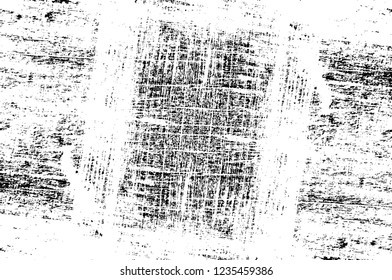 Grunge overlay layer. Abstract black and white vector background. Monochrome vintage surface with dirty pattern in cracks, spots, dots. Old wall in dark horror style design