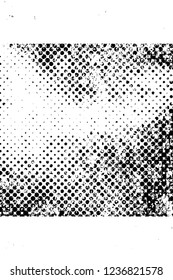 Grunge overlay layer. Abstract black and white vector background. Monochrome vintage surface with dirty pattern in cracks, spots, dots. Old wall in dark horror style design