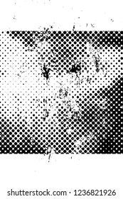 Grunge overlay layer. Abstract black and white vector background. Monochrome vintage surface with dirty pattern in cracks, spots, dots. Old wall in dark horror style design