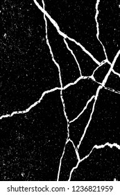 Grunge overlay layer. Abstract black and white vector background. Monochrome vintage surface with dirty pattern in cracks, spots, dots. Old wall in dark horror style design