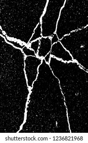 Grunge overlay layer. Abstract black and white vector background. Monochrome vintage surface with dirty pattern in cracks, spots, dots. Old wall in dark horror style design