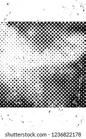 Grunge overlay layer. Abstract black and white vector background. Monochrome vintage surface with dirty pattern in cracks, spots, dots. Old wall in dark horror style design