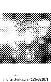 Grunge overlay layer. Abstract black and white vector background. Monochrome vintage surface with dirty pattern in cracks, spots, dots. Old wall in dark horror style design