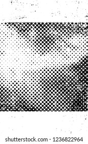 Grunge overlay layer. Abstract black and white vector background. Monochrome vintage surface with dirty pattern in cracks, spots, dots. Old wall in dark horror style design