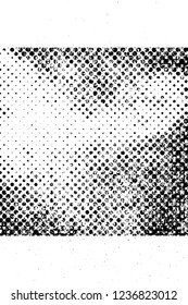 Grunge overlay layer. Abstract black and white vector background. Monochrome vintage surface with dirty pattern in cracks, spots, dots. Old wall in dark horror style design