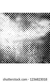 Grunge overlay layer. Abstract black and white vector background. Monochrome vintage surface with dirty pattern in cracks, spots, dots. Old wall in dark horror style design