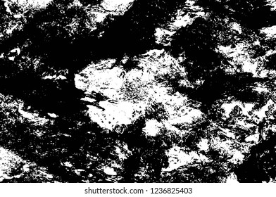 Grunge overlay layer. Abstract black and white vector background. Monochrome vintage surface with dirty pattern in cracks, spots, dots. Old wall in dark horror style design