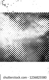 Grunge overlay layer. Abstract black and white vector background. Monochrome vintage surface with dirty pattern in cracks, spots, dots. Old wall in dark horror style design