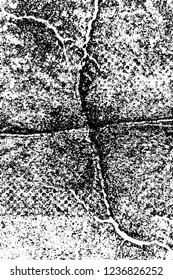 Grunge overlay layer. Abstract black and white vector background. Monochrome vintage surface with dirty pattern in cracks, spots, dots. Old wall in dark horror style design