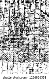 Grunge overlay layer. Abstract black and white vector background. Monochrome vintage surface with dirty pattern in cracks, spots, dots. Old wall in dark horror style design