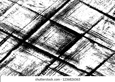 Grunge overlay layer. Abstract black and white vector background. Monochrome vintage surface with dirty pattern in cracks, spots, dots. Old wall in dark horror style design