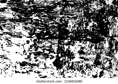Grunge overlay layer. Abstract black and white vector background. Monochrome vintage surface with dirty pattern in cracks, spots, dots. Old wall in dark horror style design