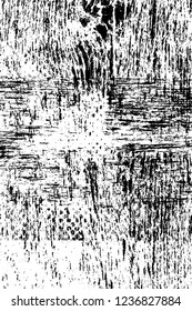 Grunge overlay layer. Abstract black and white vector background. Monochrome vintage surface with dirty pattern in cracks, spots, dots. Old wall in dark horror style design