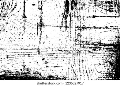 Grunge overlay layer. Abstract black and white vector background. Monochrome vintage surface with dirty pattern in cracks, spots, dots. Old wall in dark horror style design