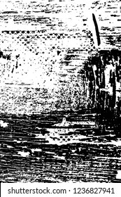Grunge overlay layer. Abstract black and white vector background. Monochrome vintage surface with dirty pattern in cracks, spots, dots. Old wall in dark horror style design