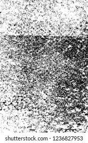 Grunge overlay layer. Abstract black and white vector background. Monochrome vintage surface with dirty pattern in cracks, spots, dots. Old wall in dark horror style design