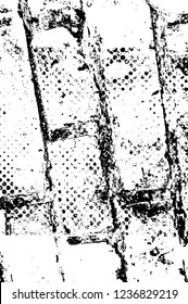 Grunge overlay layer. Abstract black and white vector background. Monochrome vintage surface with dirty pattern in cracks, spots, dots. Old wall in dark horror style design
