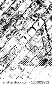 Grunge overlay layer. Abstract black and white vector background. Monochrome vintage surface with dirty pattern in cracks, spots, dots. Old wall in dark horror style design