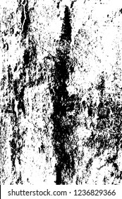 Grunge overlay layer. Abstract black and white vector background. Monochrome vintage surface with dirty pattern in cracks, spots, dots. Old wall in dark horror style design