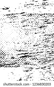 Grunge overlay layer. Abstract black and white vector background. Monochrome vintage surface with dirty pattern in cracks, spots, dots. Old wall in dark horror style design