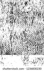 Grunge overlay layer. Abstract black and white vector background. Monochrome vintage surface with dirty pattern in cracks, spots, dots. Old wall in dark horror style design