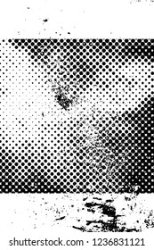 Grunge overlay layer. Abstract black and white vector background. Monochrome vintage surface with dirty pattern in cracks, spots, dots. Old wall in dark horror style design