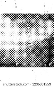 Grunge overlay layer. Abstract black and white vector background. Monochrome vintage surface with dirty pattern in cracks, spots, dots. Old wall in dark horror style design