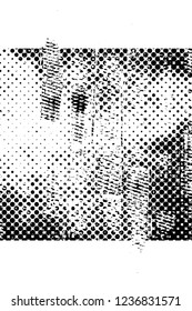 Grunge overlay layer. Abstract black and white vector background. Monochrome vintage surface with dirty pattern in cracks, spots, dots. Old wall in dark horror style design