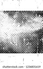 Grunge overlay layer. Abstract black and white vector background. Monochrome vintage surface with dirty pattern in cracks, spots, dots. Old wall in dark horror style design