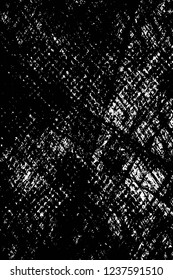 Grunge overlay layer. Abstract black and white vector background. Monochrome vintage surface with dirty pattern in cracks, spots, dots. Old wall in dark horror style design