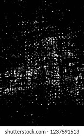Grunge overlay layer. Abstract black and white vector background. Monochrome vintage surface with dirty pattern in cracks, spots, dots. Old wall in dark horror style design