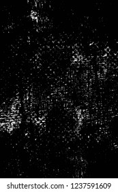 Grunge overlay layer. Abstract black and white vector background. Monochrome vintage surface with dirty pattern in cracks, spots, dots. Old wall in dark horror style design