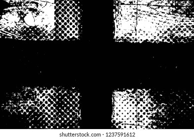 Grunge overlay layer. Abstract black and white vector background. Monochrome vintage surface with dirty pattern in cracks, spots, dots. Old wall in dark horror style design