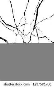 Grunge overlay layer. Abstract black and white vector background. Monochrome vintage surface with dirty pattern in cracks, spots, dots. Old wall in dark horror style design