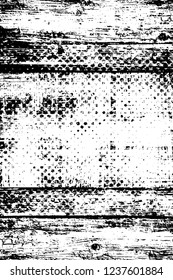Grunge overlay layer. Abstract black and white vector background. Monochrome vintage surface with dirty pattern in cracks, spots, dots. Old wall in dark horror style design