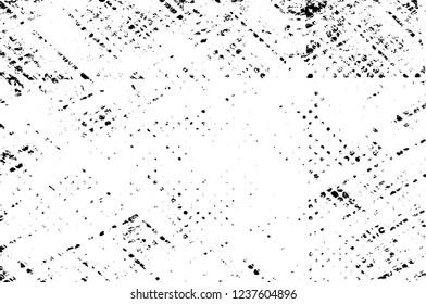 Grunge overlay layer. Abstract black and white vector background. Monochrome vintage surface with dirty pattern in cracks, spots, dots. Old wall in dark horror style design