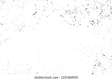 Grunge overlay layer. Abstract black and white vector background. Monochrome vintage surface with dirty pattern in cracks, spots, dots. Old wall in dark horror style design