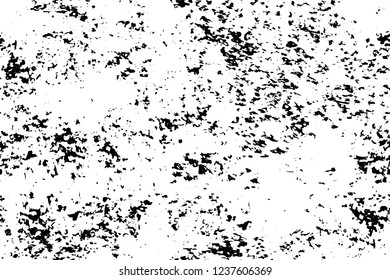Grunge overlay layer. Abstract black and white vector background. Monochrome vintage surface with dirty pattern in cracks, spots, dots. Old wall in dark horror style design