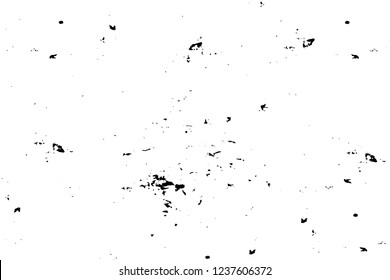 Grunge overlay layer. Abstract black and white vector background. Monochrome vintage surface with dirty pattern in cracks, spots, dots. Old wall in dark horror style design
