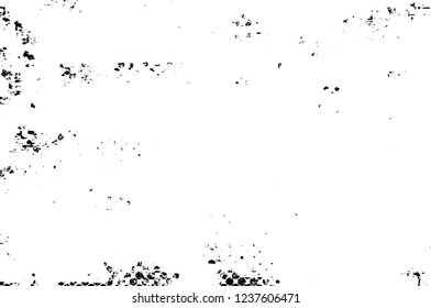 Grunge overlay layer. Abstract black and white vector background. Monochrome vintage surface with dirty pattern in cracks, spots, dots. Old wall in dark horror style design