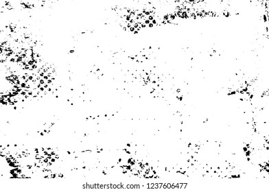 Grunge overlay layer. Abstract black and white vector background. Monochrome vintage surface with dirty pattern in cracks, spots, dots. Old wall in dark horror style design