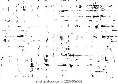 Grunge overlay layer. Abstract black and white vector background. Monochrome vintage surface with dirty pattern in cracks, spots, dots. Old wall in dark horror style design