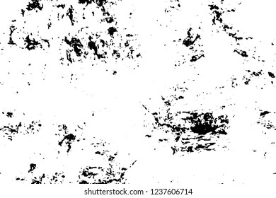 Grunge overlay layer. Abstract black and white vector background. Monochrome vintage surface with dirty pattern in cracks, spots, dots. Old wall in dark horror style design