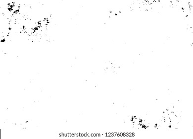 Grunge overlay layer. Abstract black and white vector background. Monochrome vintage surface with dirty pattern in cracks, spots, dots. Old wall in dark horror style design