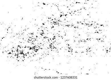 Grunge overlay layer. Abstract black and white vector background. Monochrome vintage surface with dirty pattern in cracks, spots, dots. Old wall in dark horror style design