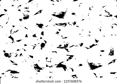 Grunge overlay layer. Abstract black and white vector background. Monochrome vintage surface with dirty pattern in cracks, spots, dots. Old wall in dark horror style design